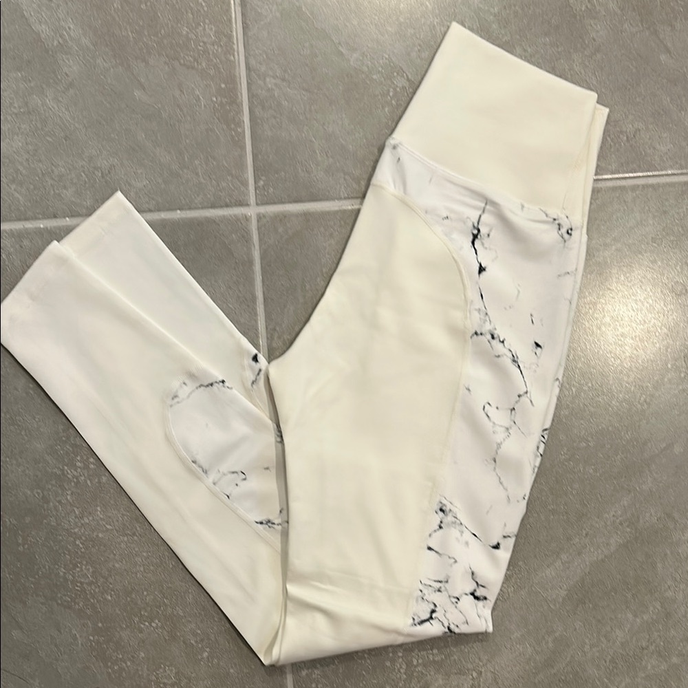 White Marble Print Leggings